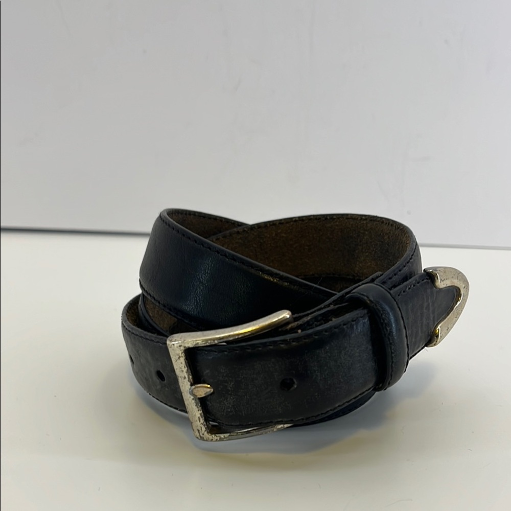 FOSSIL Black Leather Belt with Silver Tone Buckle & Tip - Men’s size 38